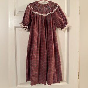 Heirloom 1980s Hand-Smocked Plaid Bishop-Style Girls’ Dress